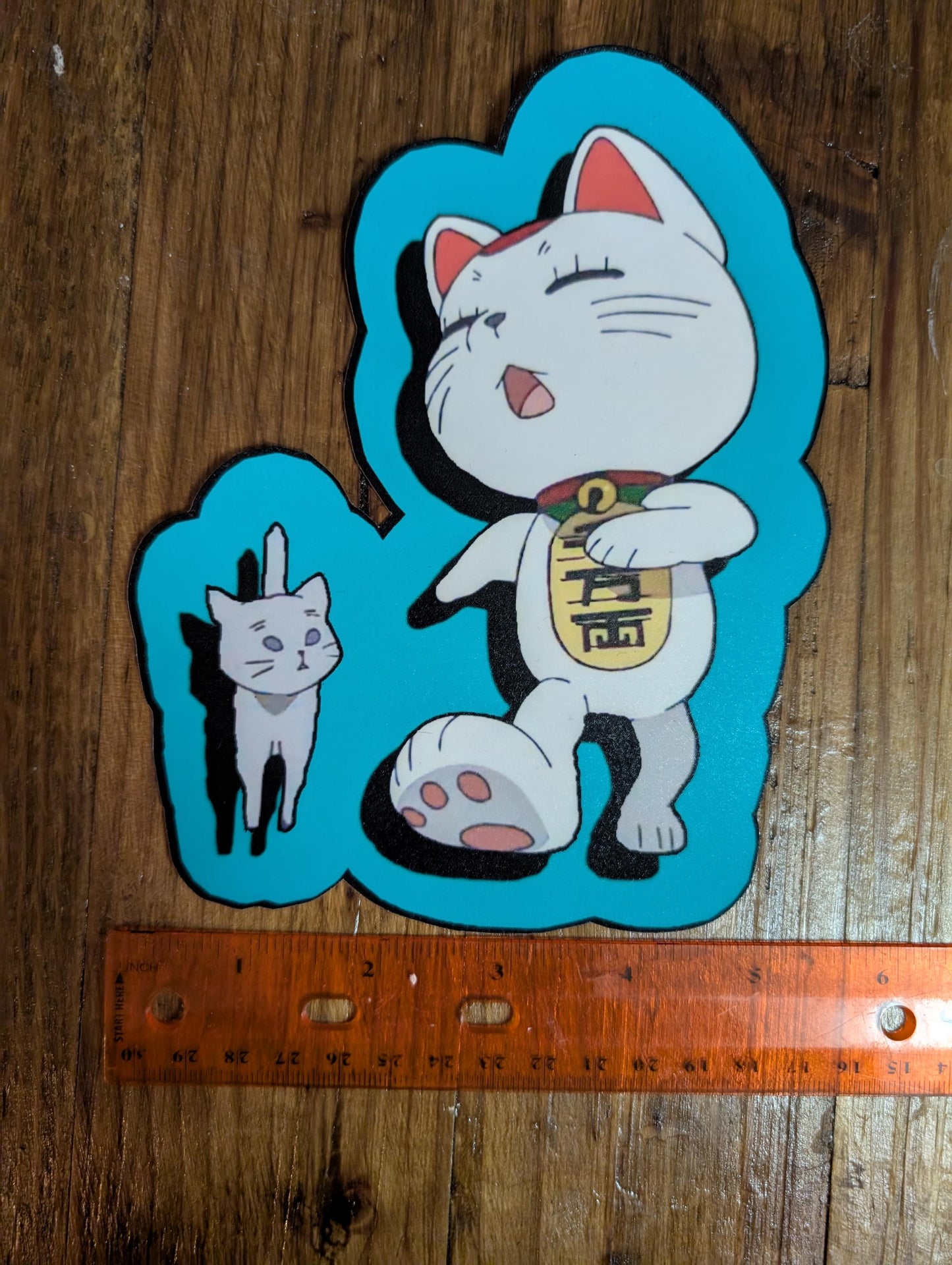 Turbo Granny Dandadan okurun anime manga sticker blue with gray cat