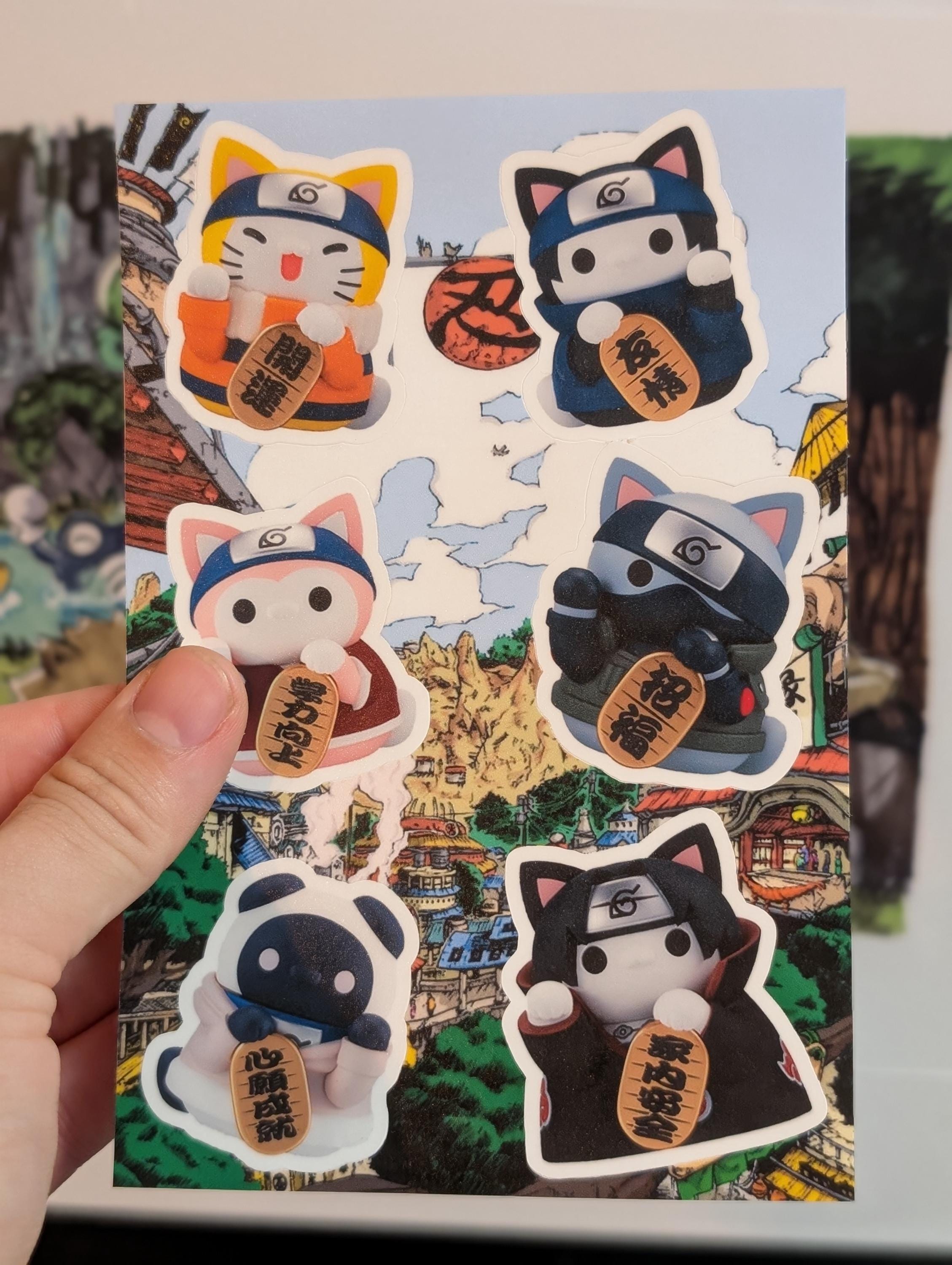 Nyaruto Naruto cat themed stickers and sticker sheet