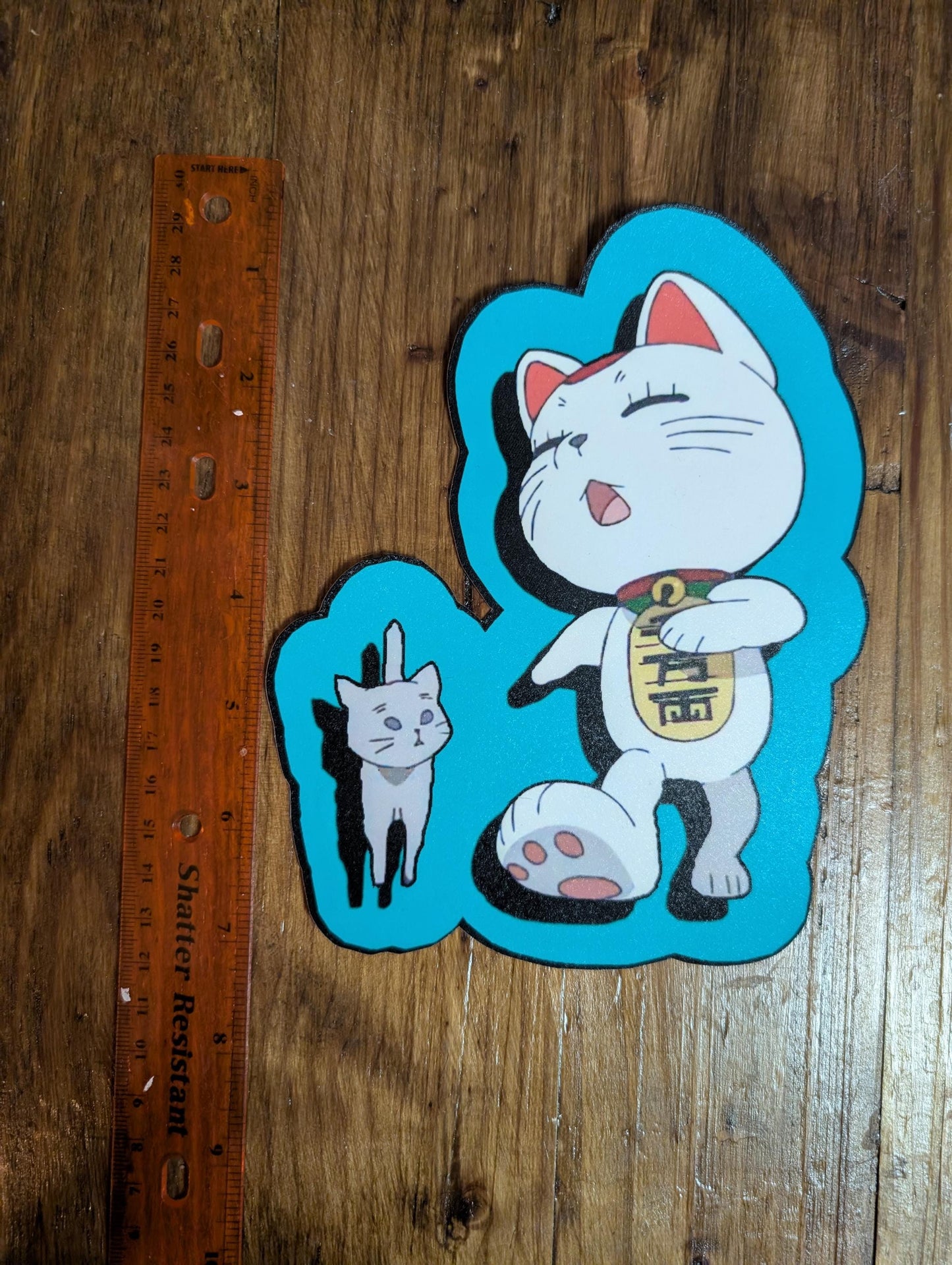 Turbo Granny Dandadan okurun anime manga sticker blue with gray cat